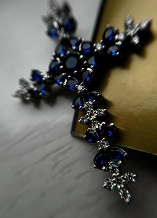 Серебряный крестик с синим или черным фианитом2 фото