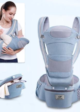 Хипсит эрго-рюкзак, кенгуру переноска baby carrier 6 в 1 голубой х-11