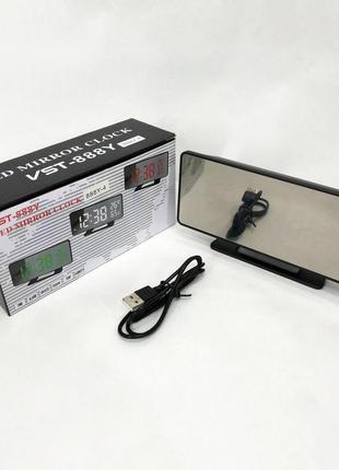 Настільний годинник електронний vst-888y світлодіодний дзеркальний із зазначенням eh-526 температури вологості