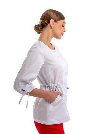 Жіноча медична куртка валєна, білий2 фото