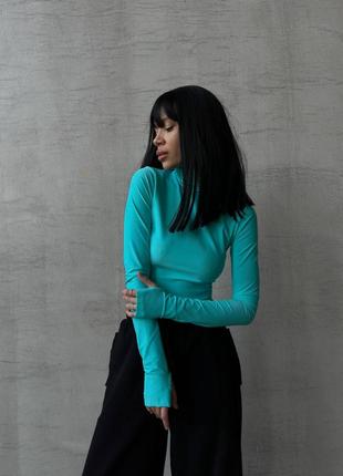 Бірюзовий вкорочений гольф / бірюзовий топ