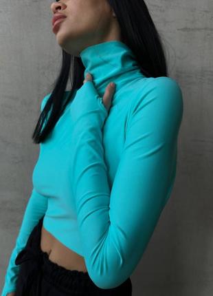 Бірюзовий вкорочений гольф / бірюзовий топ