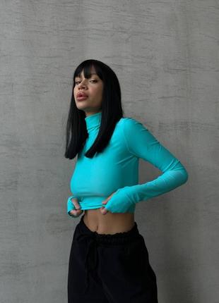 Бірюзовий вкорочений гольф / бірюзовий топ