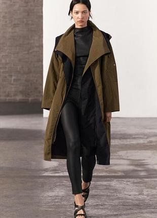 Длинный комбинированный тренч zw коллекция