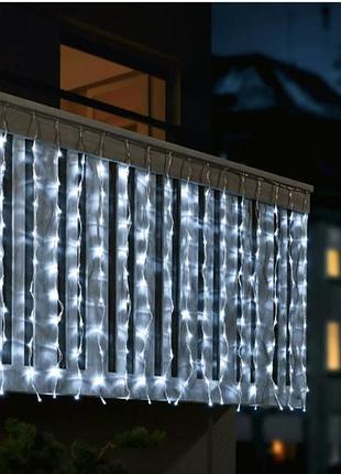 Новорічна гірлянда штора livarno home 220 led 2 х 1м холодний білий