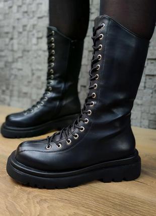 Сапожки на шнуровке сапоги высокие массивные