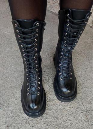 Сапожки на шнуровке сапоги высокие массивные