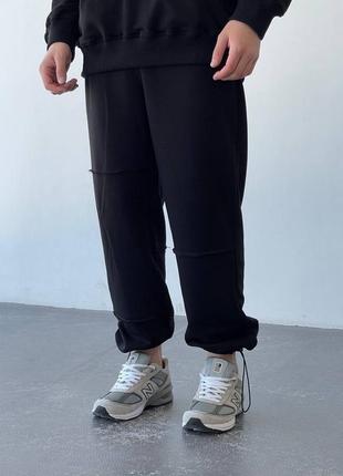 Черные спортивные штаны мужские демисезонные оверсайз стильные качественные