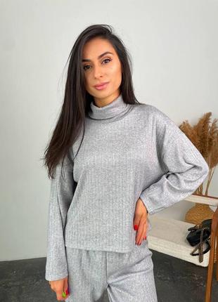 Женский ангоровый костюм рубчик кофта + штаны