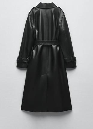 Шикарний тренч zara плащ еко шкіра, шкіряний