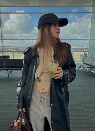 Шикарний тренч zara плащ еко шкіра, шкіряний