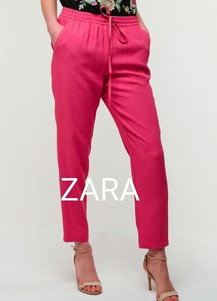 Брюки красные на резинке зауженные кэжуал zara  р. m-xl пот 42-54 см***