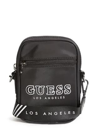 Сумка мужская кросс-боди guess logo nylon crossbody оригинал нейлоновая черная гесс кросс боди5 фото