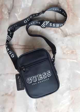 Сумка мужская кросс-боди guess logo nylon crossbody оригинал нейлоновая черная гесс кросс боди2 фото