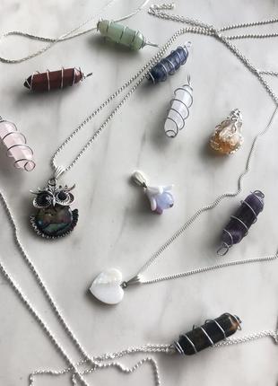 Кулон из натурального камня с цепочкой (в ассортименте)