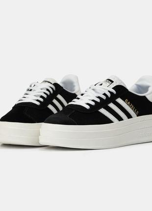 Кросівки адідас adidas adidas gazelle platform black white1 фото