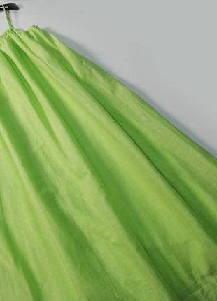 Длинное свободное оерсайз платье цвета лайма из смесового льна h&m3 фото