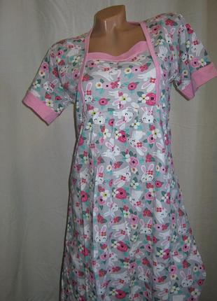 Ночнушка-платье best 100% хлопок узбекистан 52 размер с коротким рукавом, замеры указаны