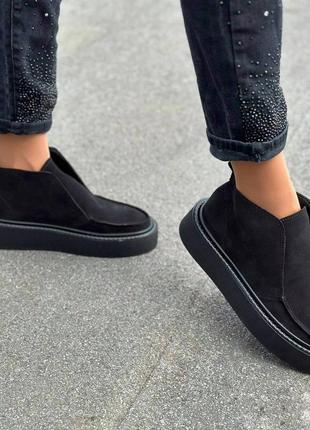 36-41 рр черевики лофери натуральна шкіра/замша на платформі чорний, бежевий, малиновий, пудра