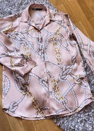 Блуза с принтом цепи zara6 фото