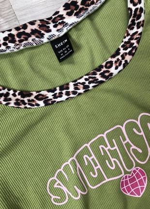 Кофта свитер светер джемпер салатовый лонгслив худи водолазка гольф топ топик топік леопард леопардовая рубчик блуза блузка 2yk y2k 20004 фото