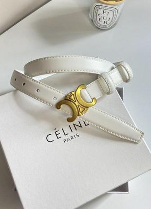 Роскошный белый кожаный ремень celine селений😍