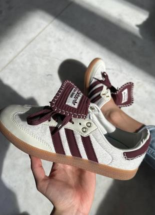 Кросівки adidas samba wales bonner white bordo1 фото