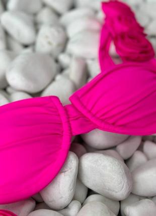 Sw1480 рожевий роздільний купальник з квітами5 фото