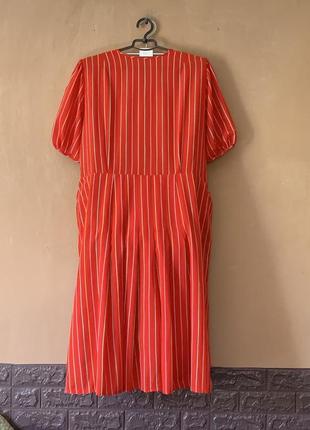 Редкое платье летнее легкое красное в нежную полоску2 фото