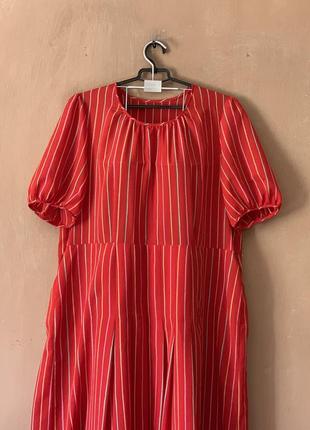 Рідкісна сукня літня легенька червона в ніжну полосочку3 фото