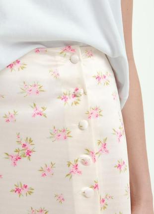 Шикарная сатиновая юбка миди в цветочный принт zara2 фото