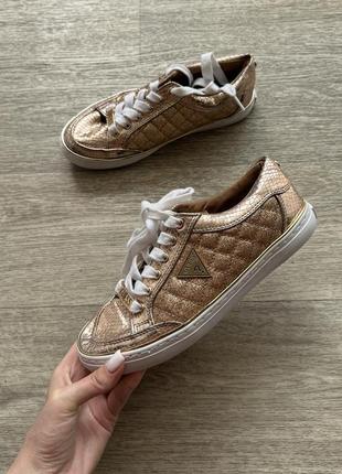 Стильные золотистые кеды мокасины оригинальные guess gold 36/ 23