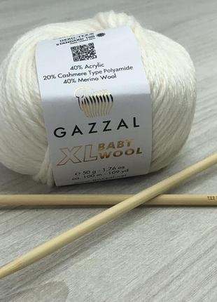 Пряжа gazzal – baby wool xl колір 801 білий