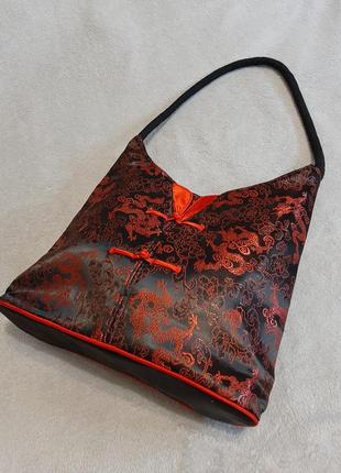 Модная атласная сумка, сумочка, шоппер в китайском стиле