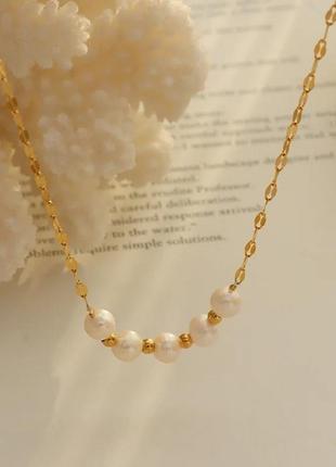 Модное ожерелье жемчуг цепочка с подвеской нержавеющая сталь2 фото