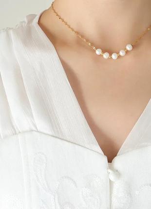 Модное ожерелье жемчуг цепочка с подвеской нержавеющая сталь3 фото