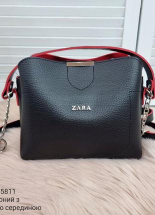 Дуже стильна і зручна сумка на кожен день 2024 колір: чорна з червоним всередині6 фото