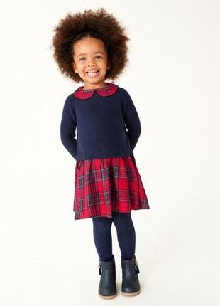 Платье с воротником и юбкой в клетку