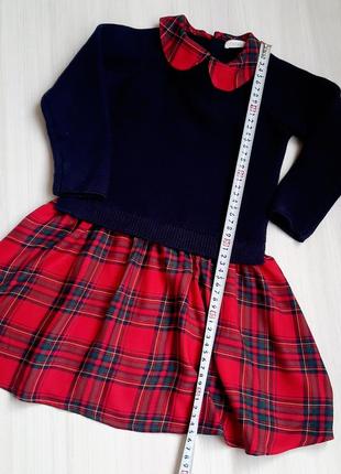 Платье с воротником и юбкой в клетку