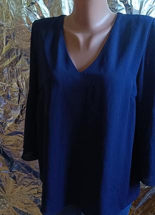🧸 распродажа! шифоновая синяя блузка блуза женская 🧸2 фото