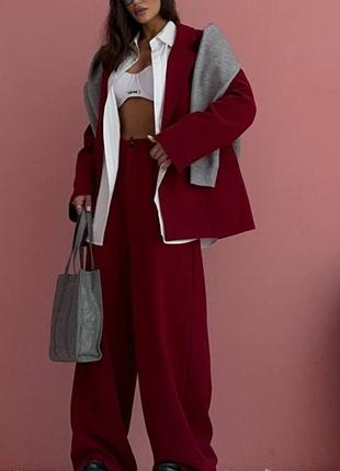 Костюм брючный в стиле max mara бордо черный
