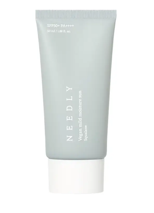 Увлажняющий солнцезащитный крем с растительным скваланом needly vegan mild moisture sun spf 50+ pa++++,