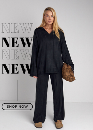 Черный вязаный костюм