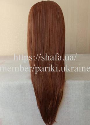 Длинный рыжий парик, новый, с челкой, термостойкий, парик