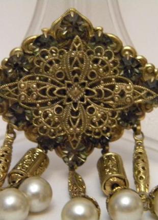 Ажурная брошь чешская бижутерия чехословакия яблонекс винтаж №1039