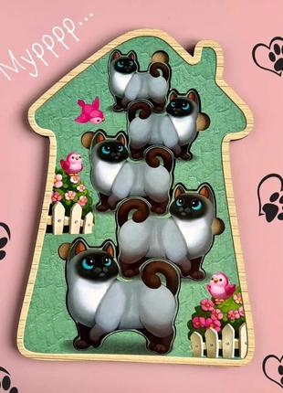 Настольная игра-сортер "веселые котики" ubumblebees (псф066) psf066 больше-меньше3 фото