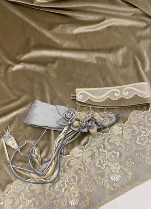 Готовый комплект бархатных штор и гардин италия