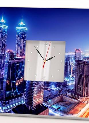 Часы с фотопечатью "ночной дубай. оаэ" украшение спальни, гостинной, подарок в офис, туристическое а