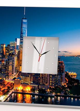 Интерьерные часы "ночной манхеттен. нью йорк" для спальни, гостинной, подарок в офис, туристическое