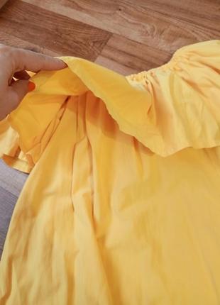 Яркое желтое женское платье трапеция5 фото